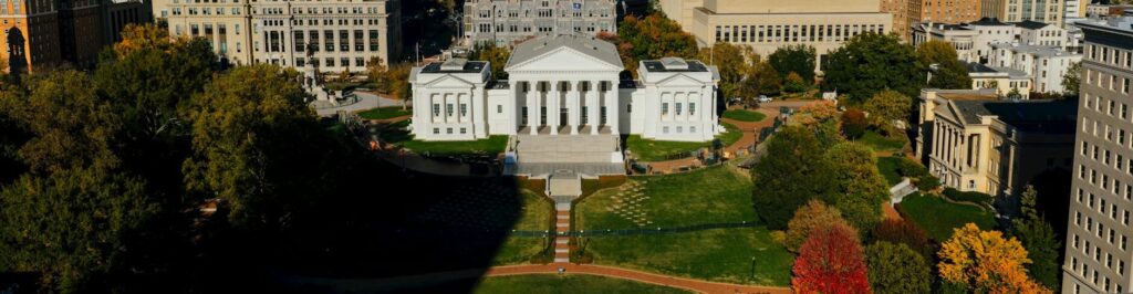 aerial view of virginia state capitol in richmond