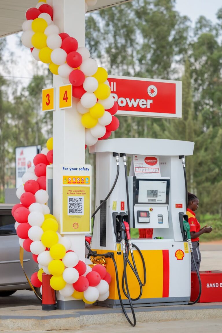 photo of balloons on a petrol station