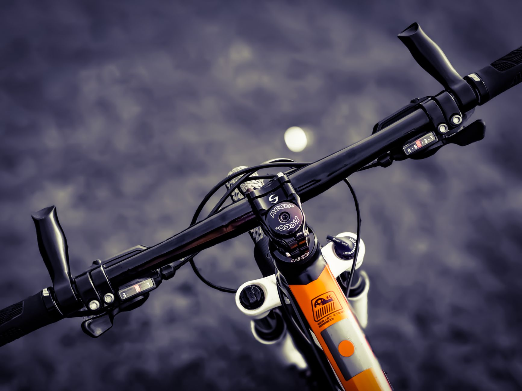 mountain bike handlebar overhead view